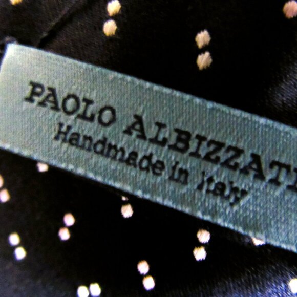 Paolo Albizzati Silk Tie, Dark Navy/silver, Handmade in Italy - Picture 5 of 5